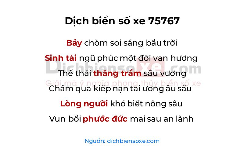 Dịch thơ biển số 75767