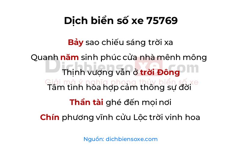 Dịch thơ biển số 75769