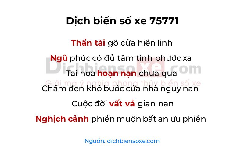 Dịch thơ biển số 75771