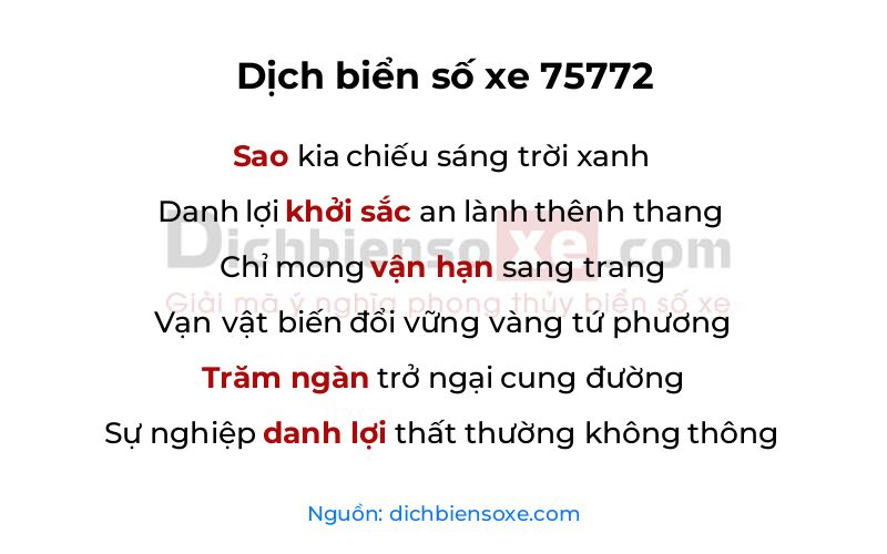 Dịch thơ biển số 75772