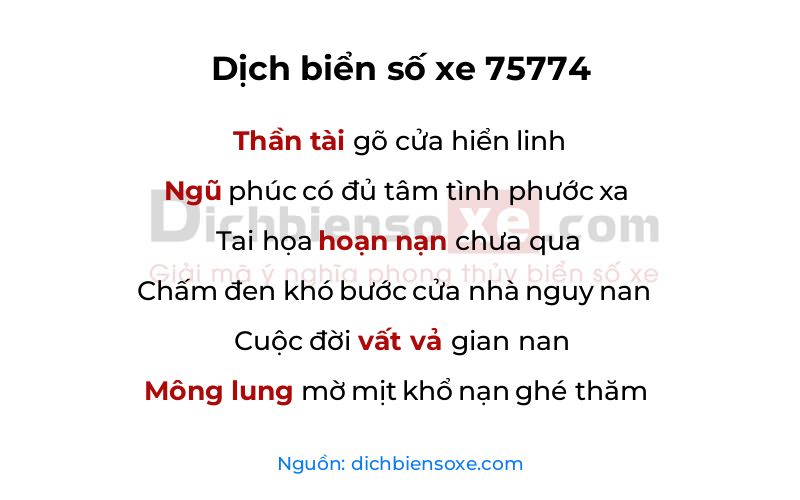 Dịch thơ biển số 75774
