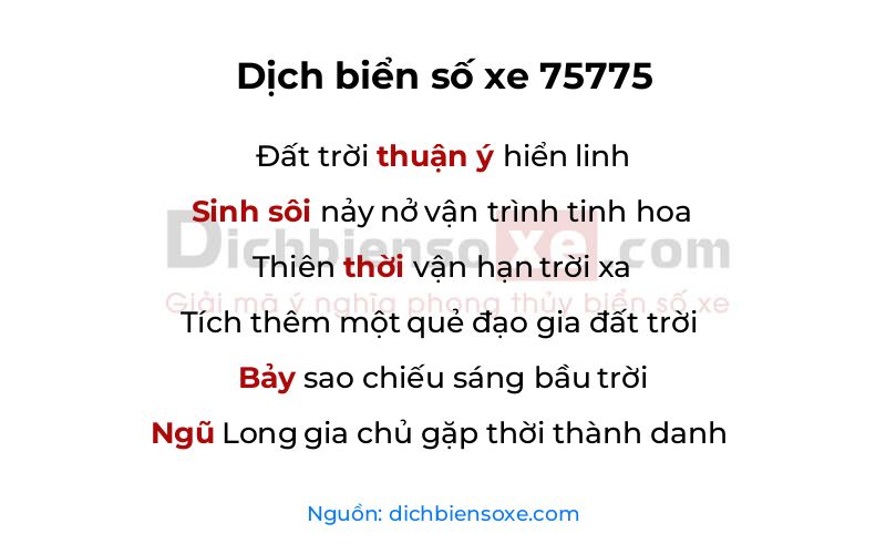 Dịch thơ biển số 75775