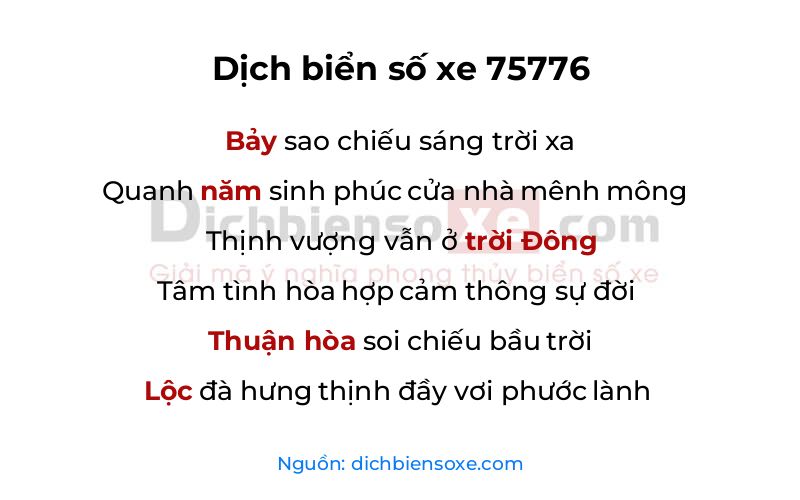 Dịch thơ biển số 75776