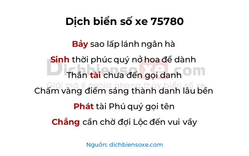 Dịch thơ biển số 75780