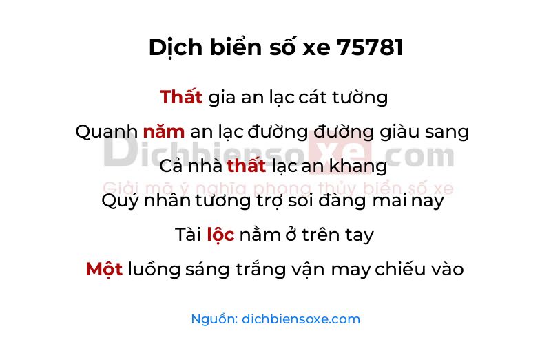 Dịch thơ biển số 75781