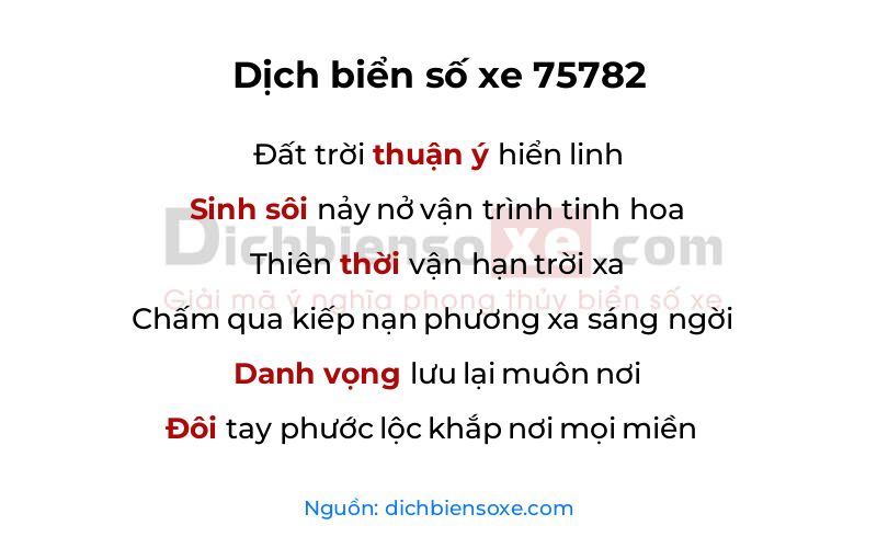 Dịch thơ biển số 75782