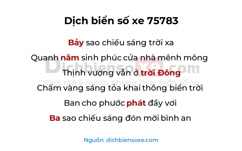 Dịch thơ biển số 75783