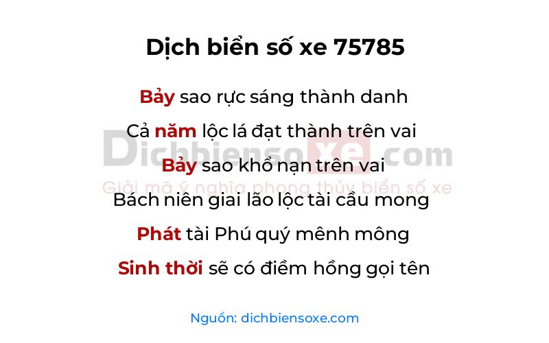 Dịch thơ biển số 75785