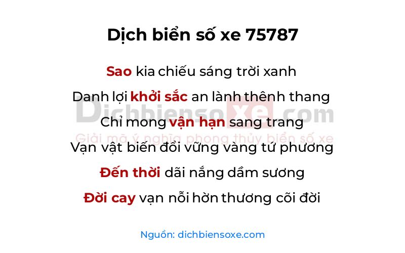Dịch thơ biển số 75787