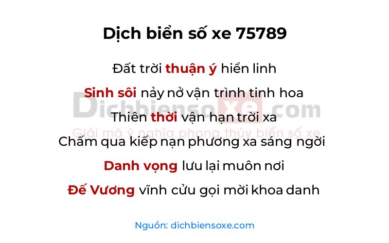 Dịch thơ biển số 75789
