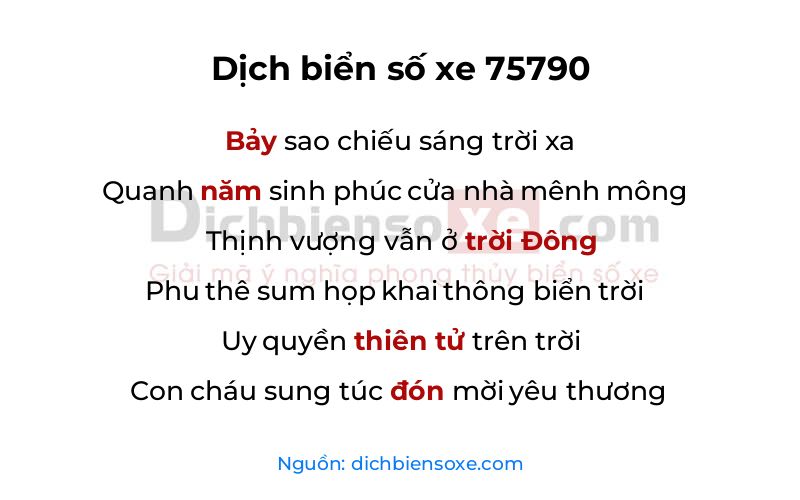 Dịch thơ biển số 75790