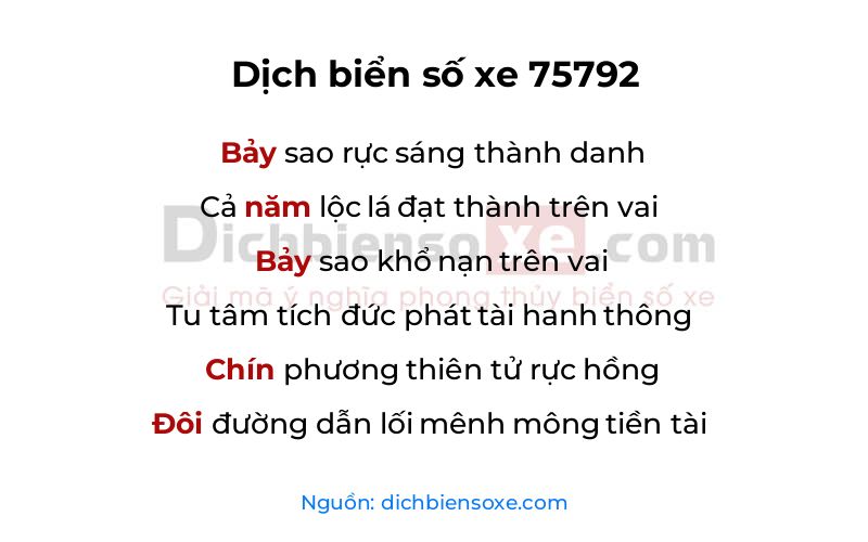 Dịch thơ biển số 75792