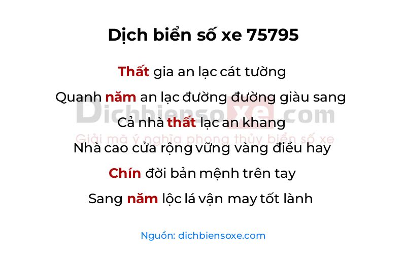 Dịch thơ biển số 75795