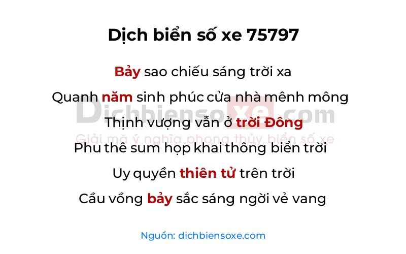 Dịch thơ biển số 75797