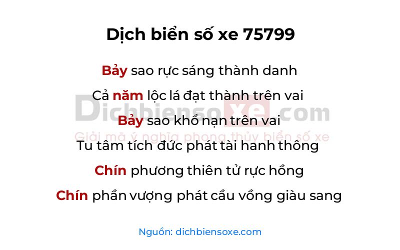 Dịch thơ biển số 75799