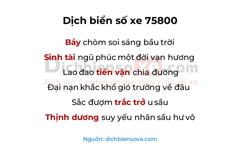 Dịch thơ biển số 75800
