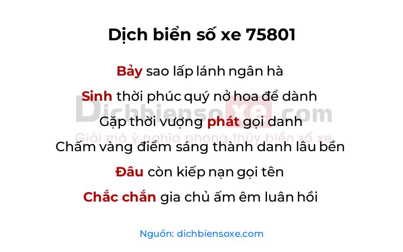Dịch thơ biển số 75801