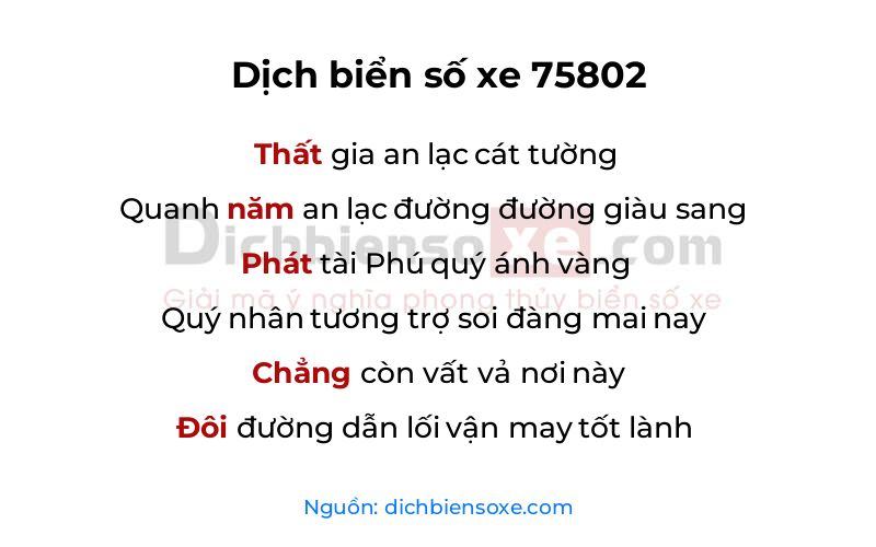 Dịch thơ biển số 75802