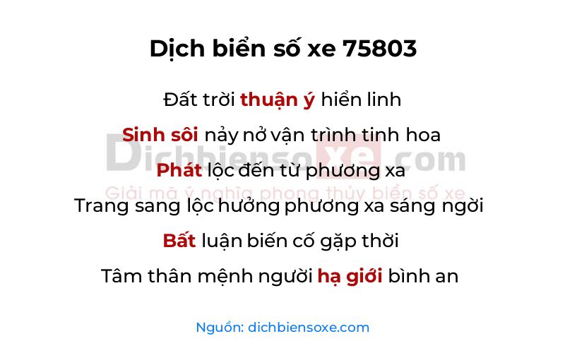 Dịch thơ biển số 75803