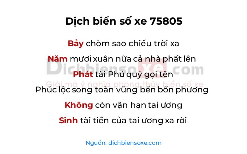 Dịch thơ biển số 75805
