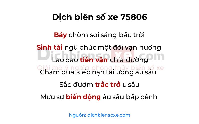 Dịch thơ biển số 75806