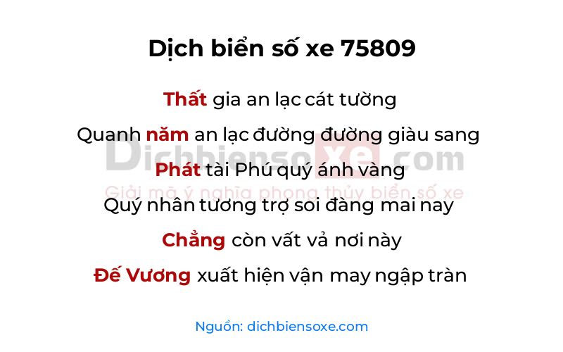 Dịch thơ biển số 75809