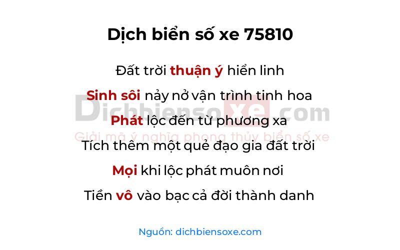Dịch thơ biển số 75810