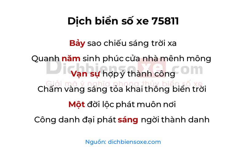 Dịch thơ biển số 75811