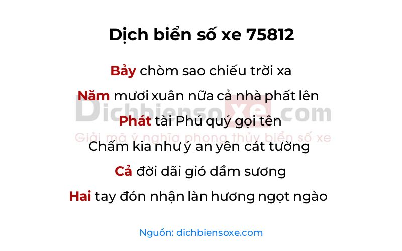 Dịch thơ biển số 75812