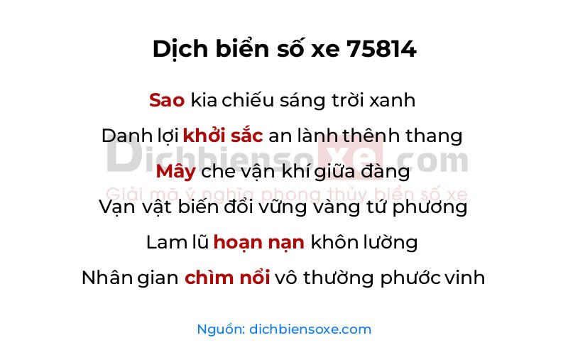 Dịch thơ biển số 75814