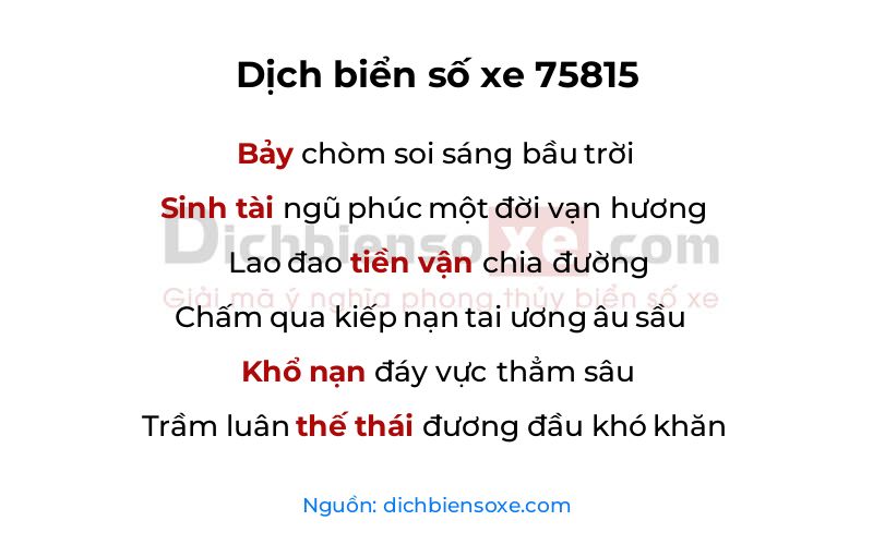 Dịch thơ biển số 75815
