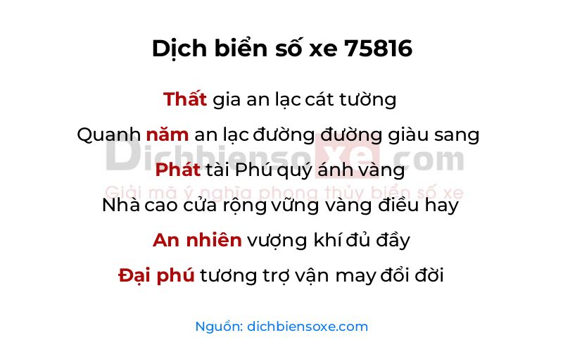 Dịch thơ biển số 75816