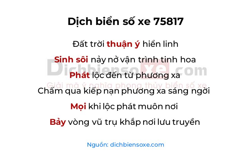 Dịch thơ biển số 75817