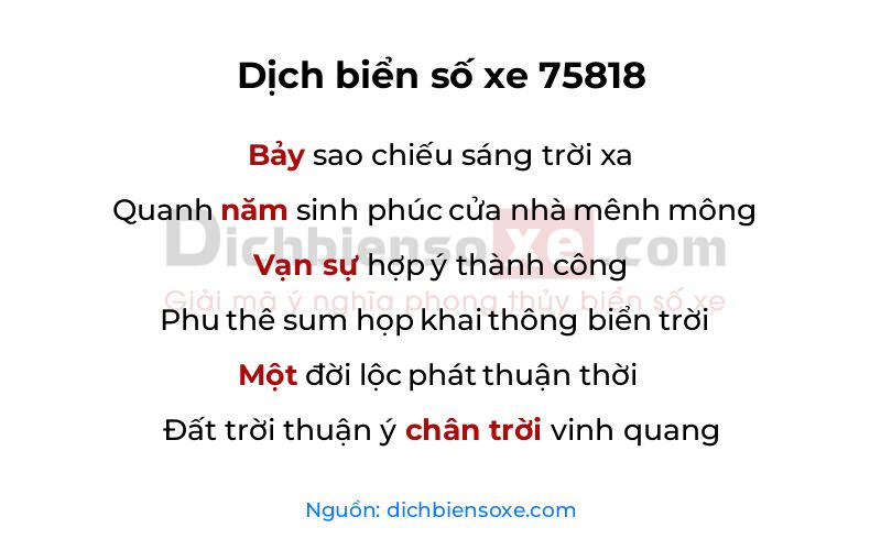 Dịch thơ biển số 75818