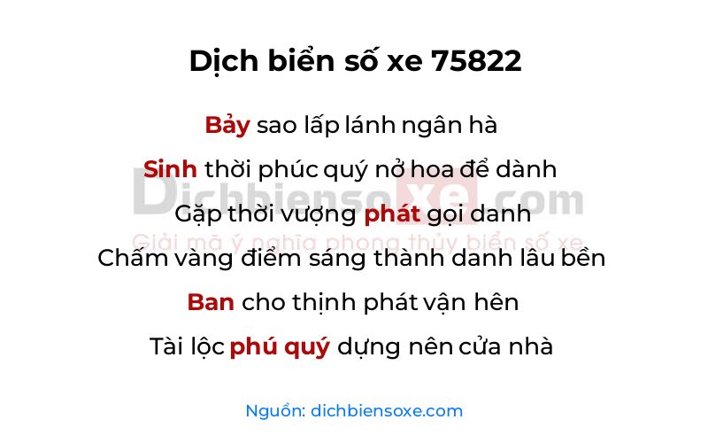 Dịch thơ biển số 75822