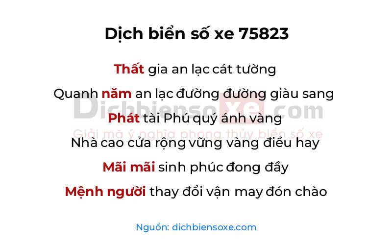 Dịch thơ biển số 75823