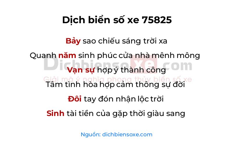 Dịch thơ biển số 75825