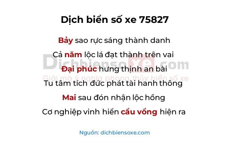 Dịch thơ biển số 75827