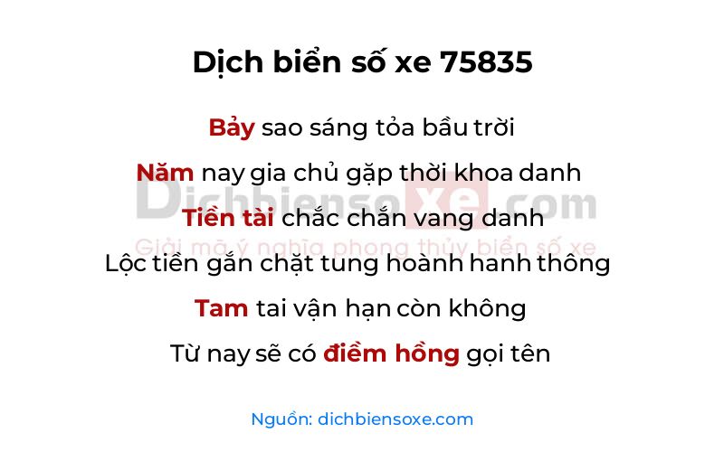 Dịch thơ biển số 75835