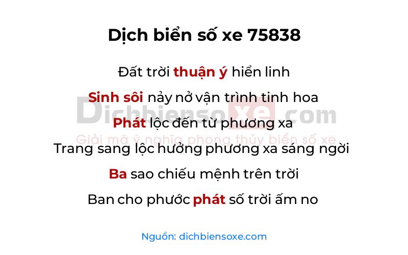 Dịch thơ biển số 75838