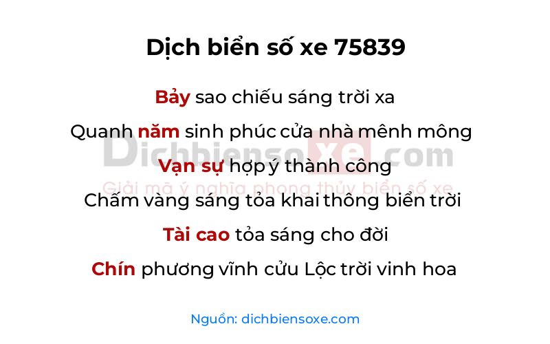 Dịch thơ biển số 75839