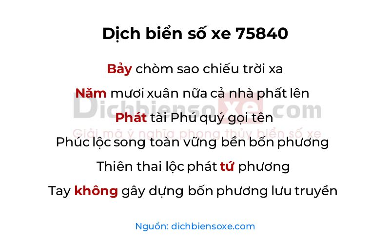 Dịch thơ biển số 75840