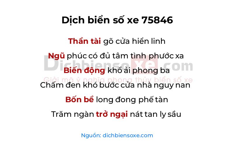 Dịch thơ biển số 75846