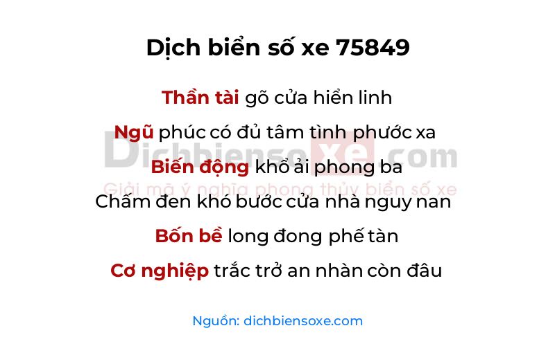 Dịch thơ biển số 75849