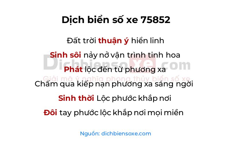 Dịch thơ biển số 75852
