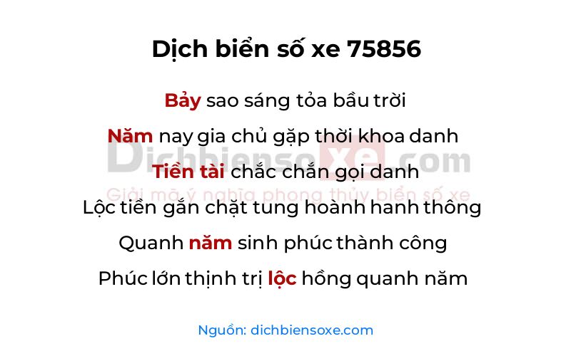Dịch thơ biển số 75856