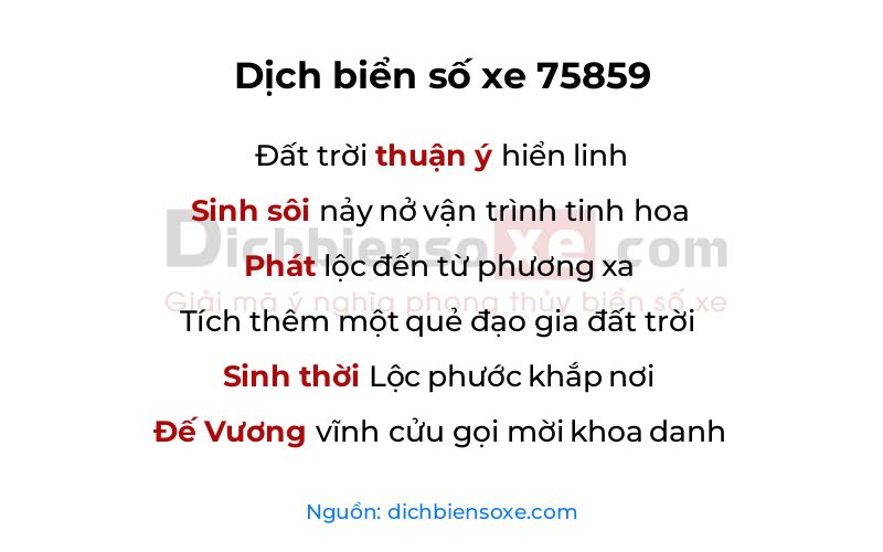 Dịch thơ biển số 75859