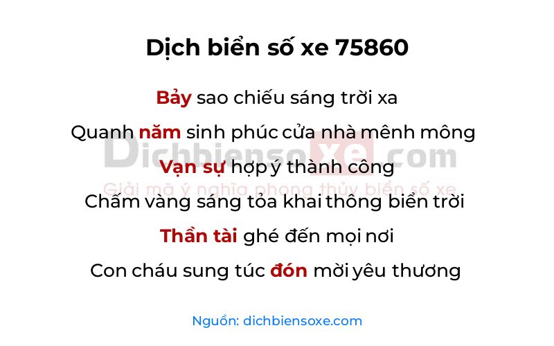 Dịch thơ biển số 75860
