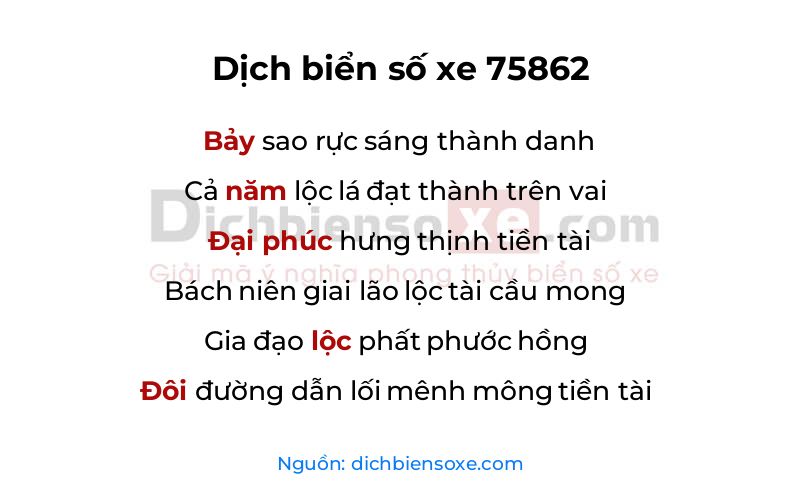Dịch thơ biển số 75862