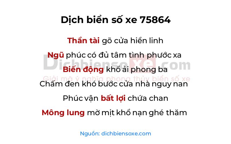 Dịch thơ biển số 75864